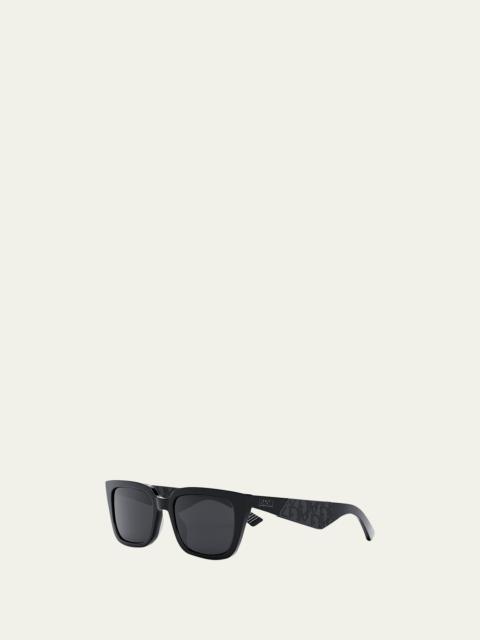 Men's Dior B27 S2I Rubber Logo Square Sunglasses