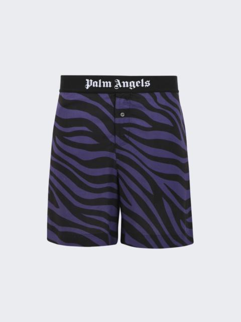 Palm Angels Zebra Print Easy Shorts Purple