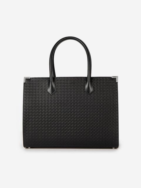 The Kooples MING L TOTE BAG IN BLACK WOVEN LEATHER