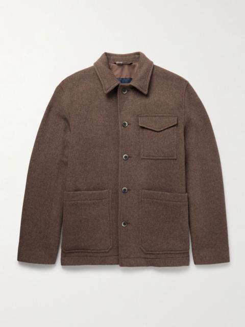 Herno Wool-Blend Felt Overshirt Brown