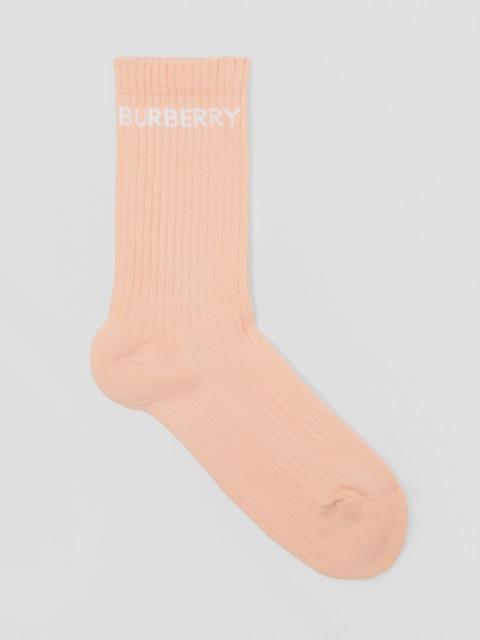 Burberry Logo Intarsia Technical Stretch Cotton Socks