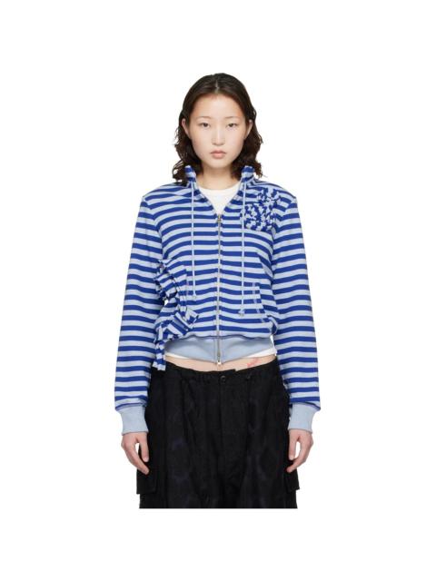 OPEN YY SSENSE Exclusive Navy Applique Knit Zipup Sweatshirt
