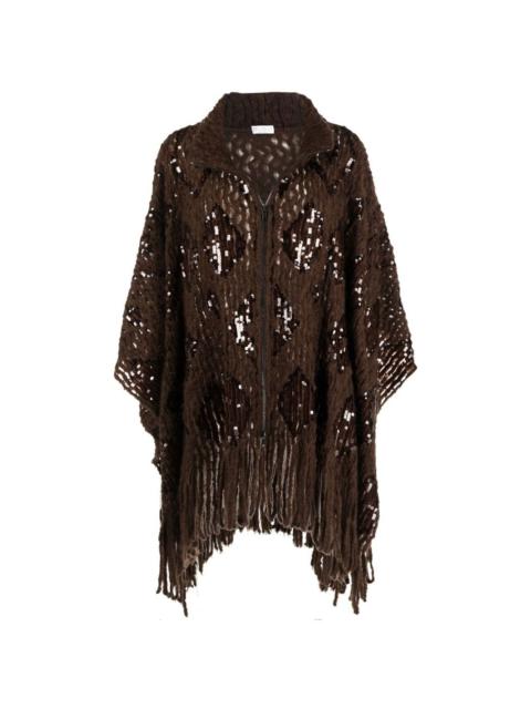 sequin-embellished fringed cardigan