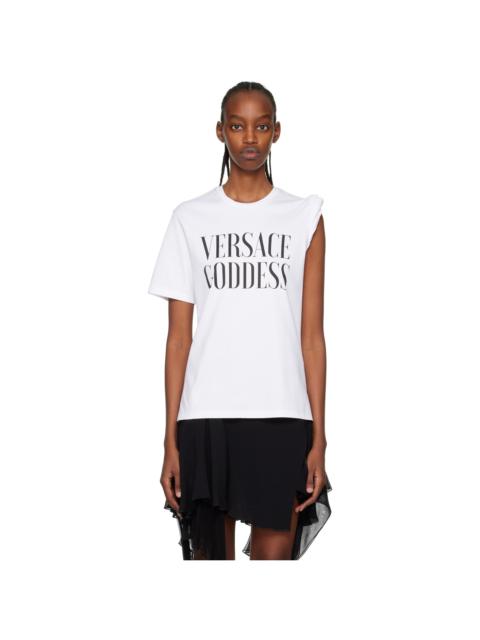 VERSACE White 'Goddess' Rolled T-Shirt