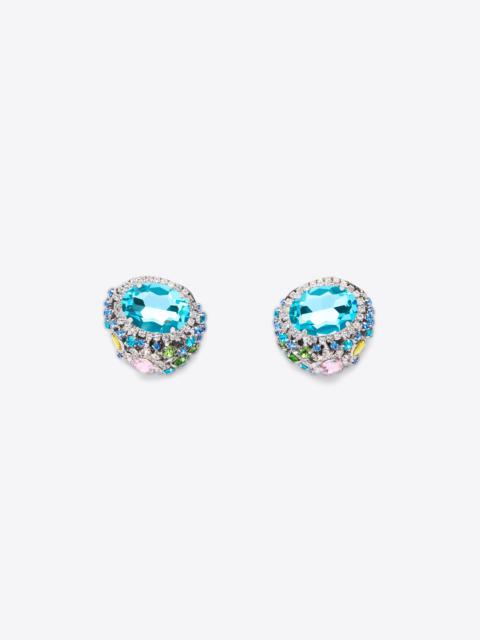 AREA CRYSTAL GEMSTONE CLUSTER EARRINGS