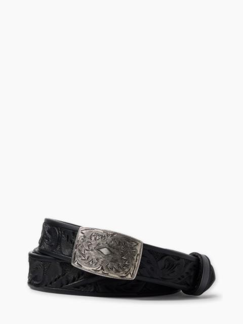 RRL by Ralph Lauren HAND-TOOLED LEATHER BELT BLACK