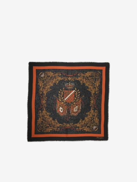 Dolce & Gabbana crest-print fringed scarf