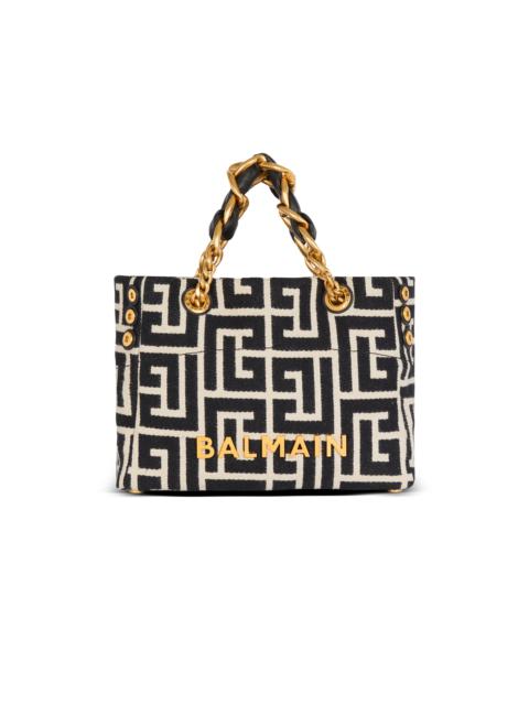 Balmain Small 1945 Soft tote bag in jacquard fabric with a PB Labyrinth monogram