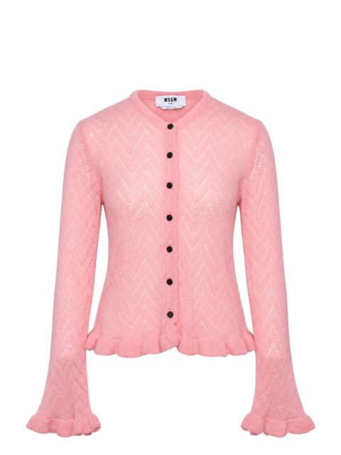 MSGM Ruffle Trim Pointelle Cardigan