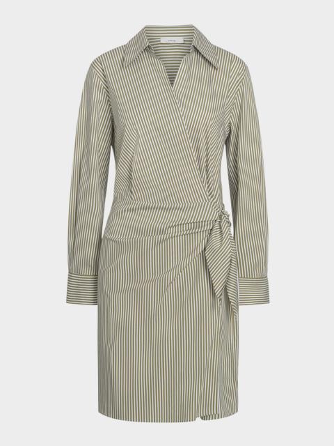 Vince Furrow-Stripe Long-Sleeve Wrap Dress