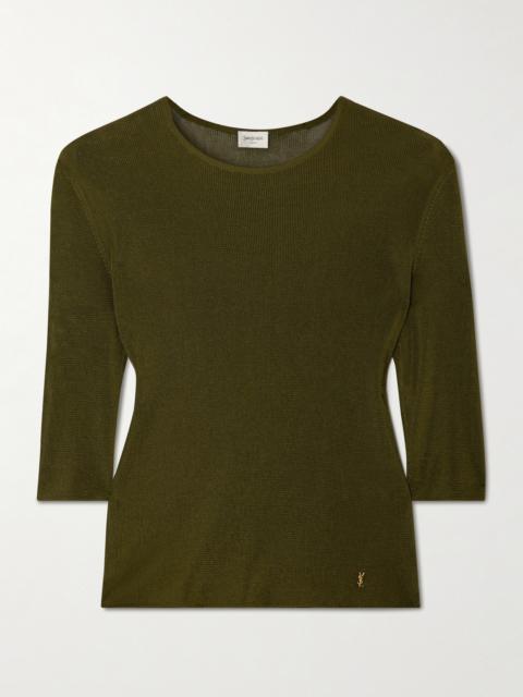 SAINT LAURENT Embellished Knitted Top