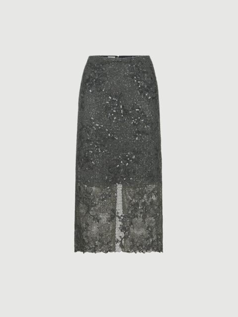 Brunello Cucinelli Dazzling lace embroidery pencil skirt in sparkling mohair and wool