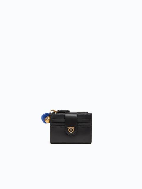 PINKO MULTI-PURPOSE LEATHER WALLET WITH POMPOM
