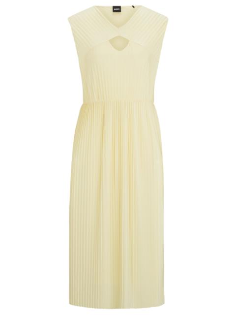 BOSS SLEEVELESS DRESS IN HIGH-SHINE PLISSÉ FABRIC