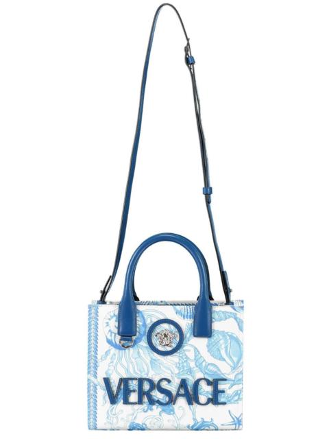 VERSACE La Medusa Mini Tote Bag - Eggshell Bright Blue