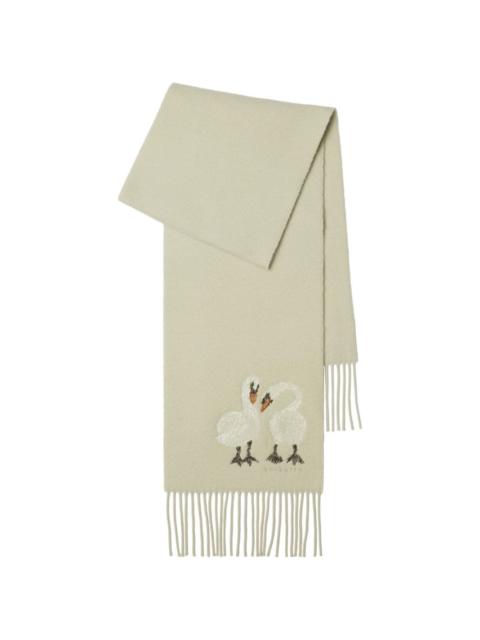 swan embroidery scarf