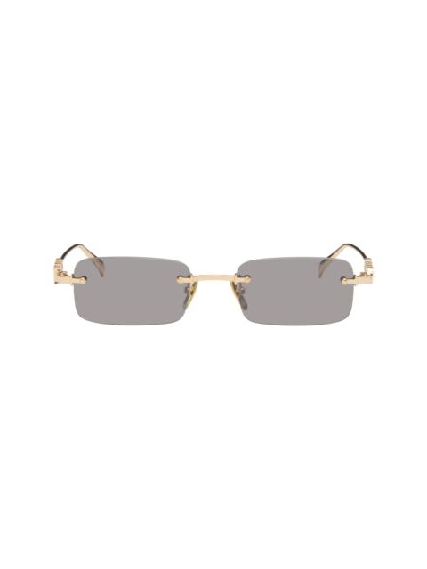 GUCCI Gold Rectangular Frame Sunglasses