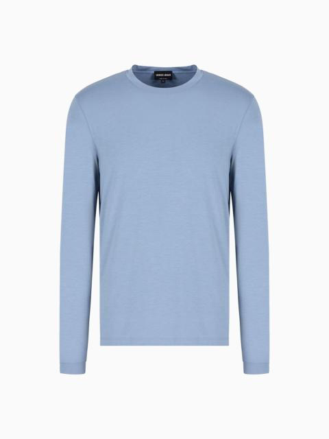 GIORGIO ARMANI Stretch viscose jersey jumper with crew neck and long sleeves