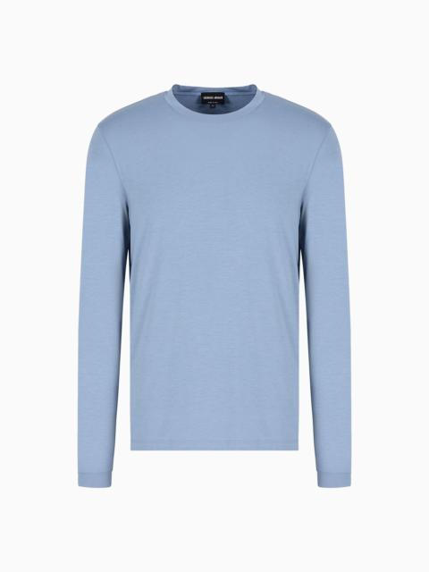 GIORGIO ARMANI Stretch viscose jersey jumper with crew neck and long sleeves