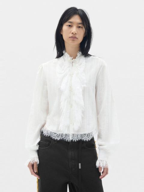 Ann Demeulemeester Freda Cropped Shirt with Lace Ruffles