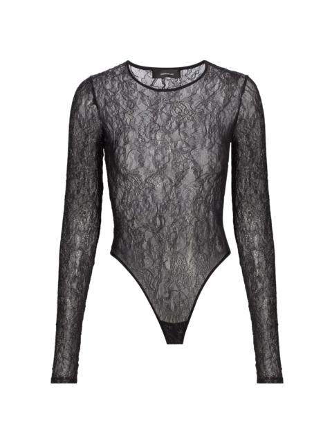 WARDROBE.NYC WARDROBE. NYC Women's Lace Sheer Bodysuit - Black Silver