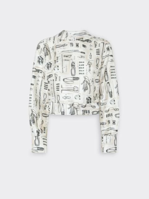 Ferrari Silk Twill Blouse with Officina Print