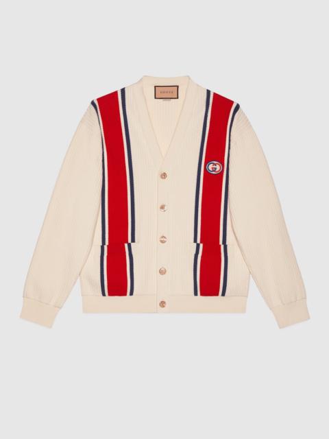 GUCCI Knit cotton cardigan with patch