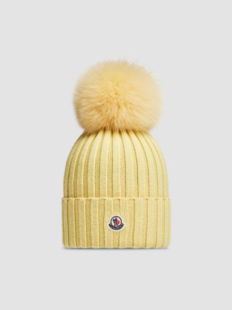 Moncler Wool Beanie with Pom Pom