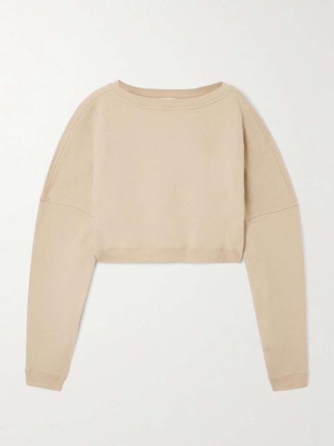 SAINT LAURENT Cropped embroidered cotton-jersey sweater