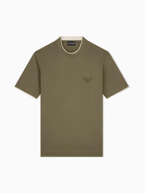 EMPORIO ARMANI T-SHIRT IN LYOCELL BLEND JERSEY WITH EMBOSSED EA LOGO
