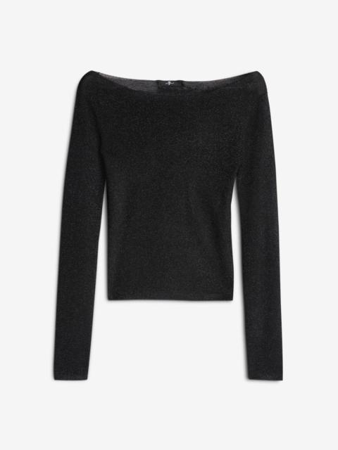 7 For All Mankind Boatneck Sweater in Black Lurex