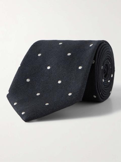 Paul Smith 8cm Polka-Dot Linen and Silk-Blend Tie