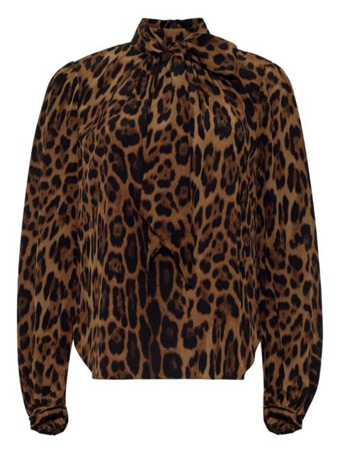 ADAM LIPPES Joan leopard-print pussy-bow blouse