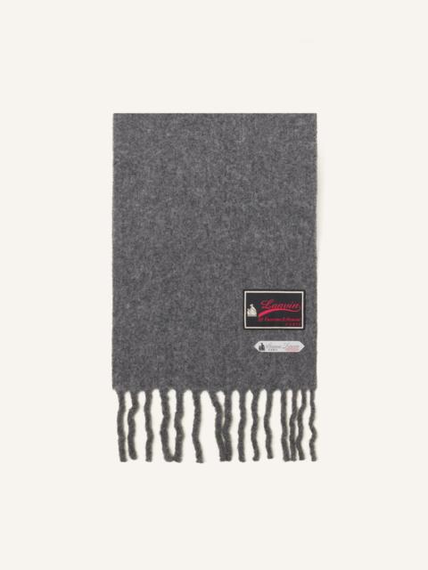 Lanvin FRINGED WOOL SCARF WITH 22 FAUBOURG LABEL