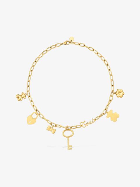 TOUS Gold-colored steel Necklace with hanging charms TOUS Charming