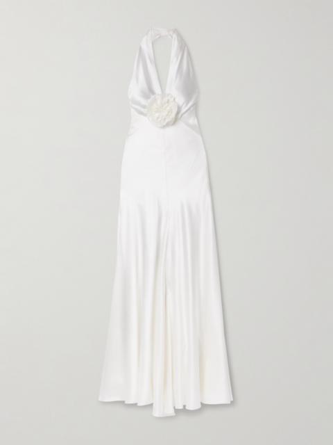 RODARTE Embellished Silk-charmeuse Halterneck Gown