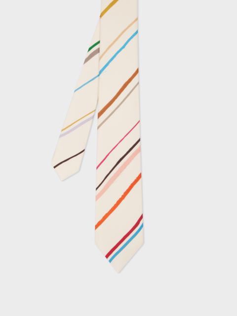 Paul Smith Ecru Diagonal 'Painted Stripe' Tie