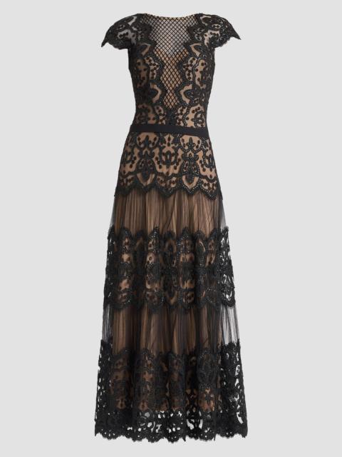 TADASHI SHOJI Women's Embellished Lace Gown - Black Beige
