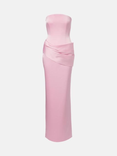 ALEX PERRY Draped satin crêpe bustier gown