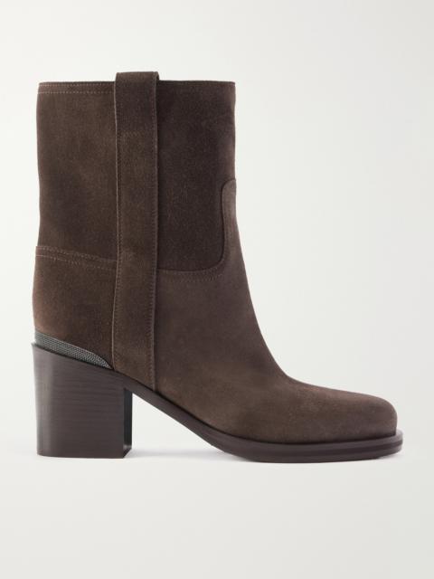 Brunello Cucinelli Bead-embellished Suede Ankle Boots