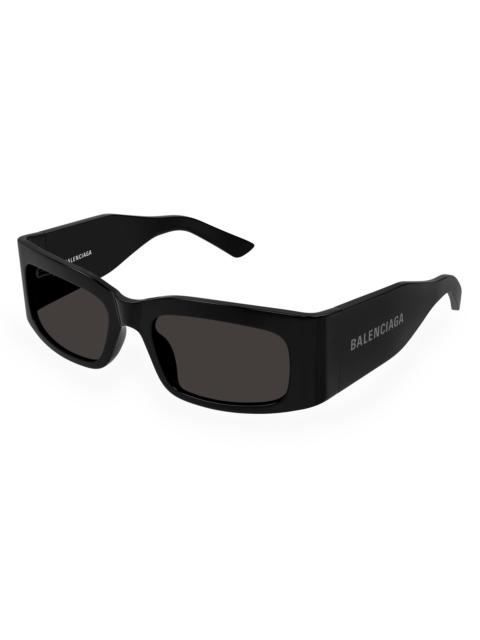 BALENCIAGA Men's Paper 56MM Rectangular Sunglasses - Black Dark Grey