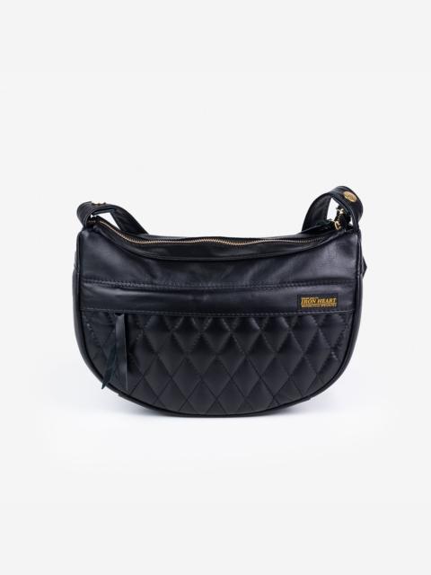 Iron Heart IHE-42 Leather Diamond Stitched Shoulder Bag - Black