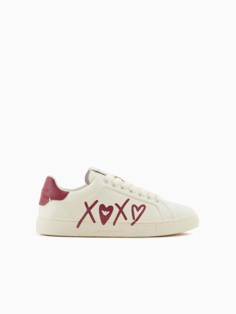 EMPORIO ARMANI Leather sneakers with XOXO logo