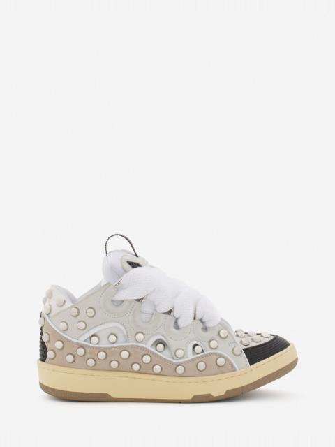 STUDDED LEATHER CURB SNEAKERS