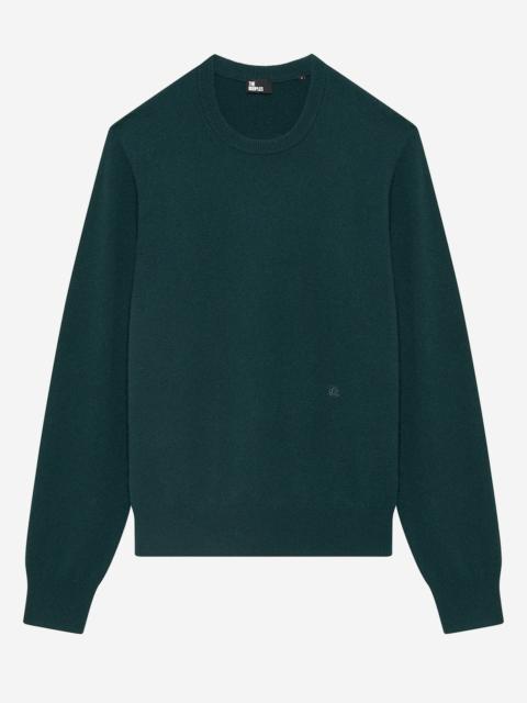 The Kooples DARK GREEN CASHMERE ROUND-NECK SWEATER