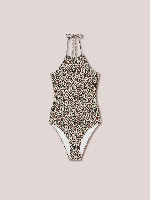 Nanushka DAYLIN - Matte stretch halter onepiece - Creme Ocelot