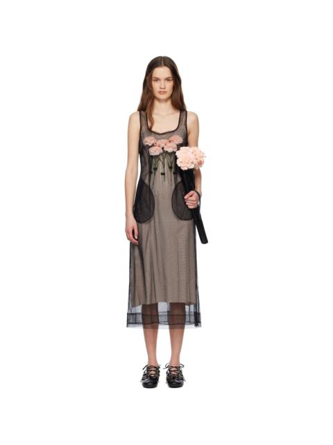 Simone Rocha Black Carnation Dart Midi Dress