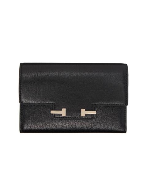 TOM FORD Black Supple Grain Leather Aube Compact Wallet