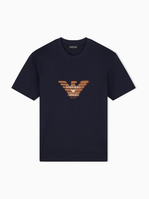 EMPORIO ARMANI LYOCELL BLEND JERSEY T-SHIRT WITH GRAFFITI EAGLE LOGO PRINT