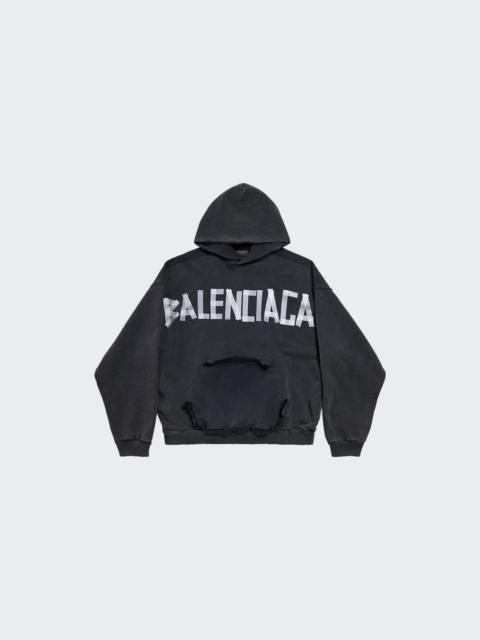BALENCIAGA Ripped Pocket Hoodie Faded Washed Black